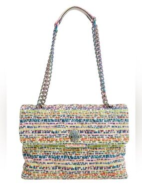 Kurt Geiger London tweed shoulder Large Quilted Shoulder bag in rainbow colors.